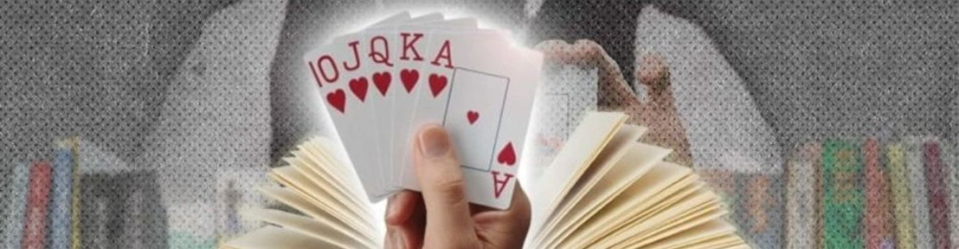 casino cards on the background of a book